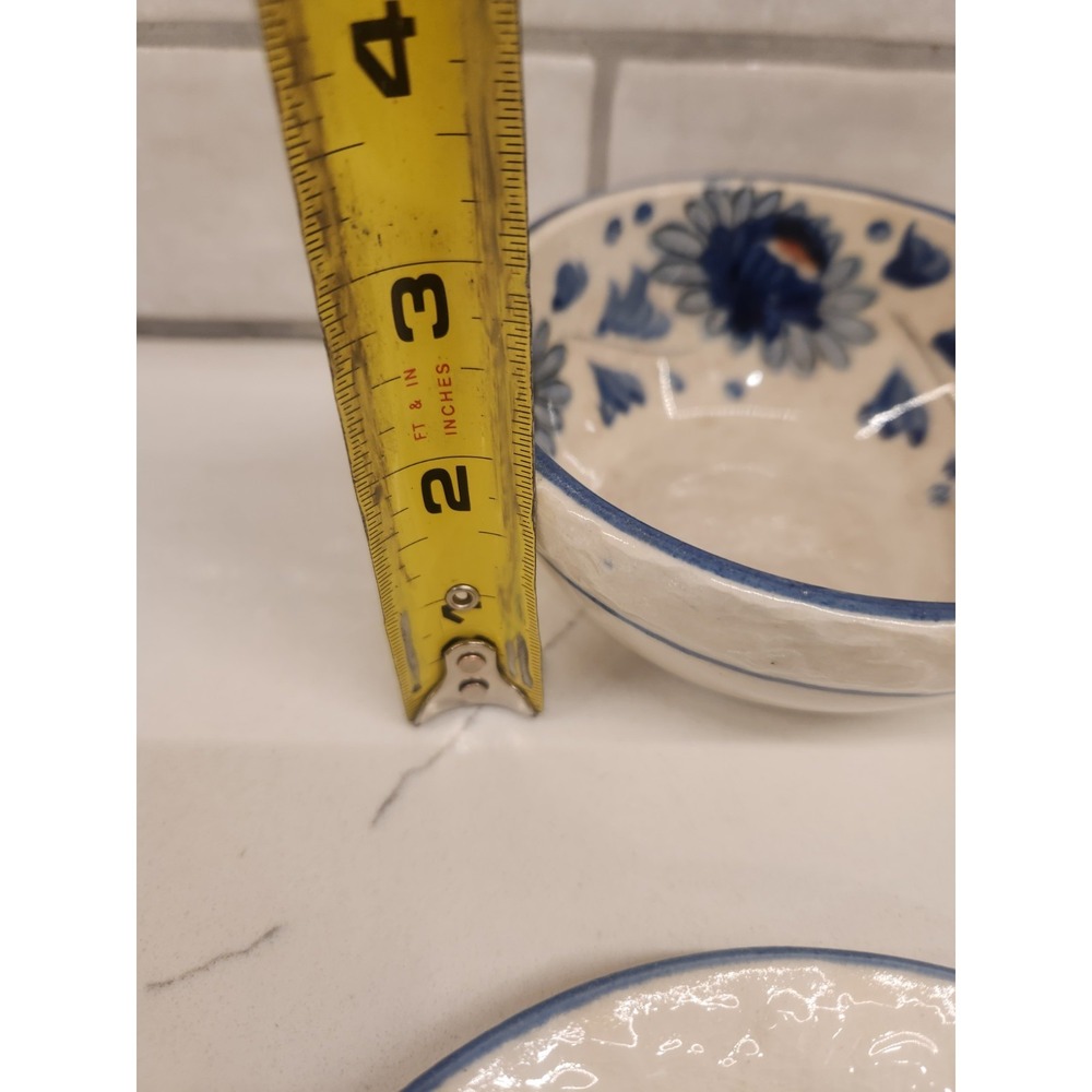 Vintage Blue Flower Hand Painted In Japan Soup Cereal Rice Bowl And Under Plate - Picture 12 of 14